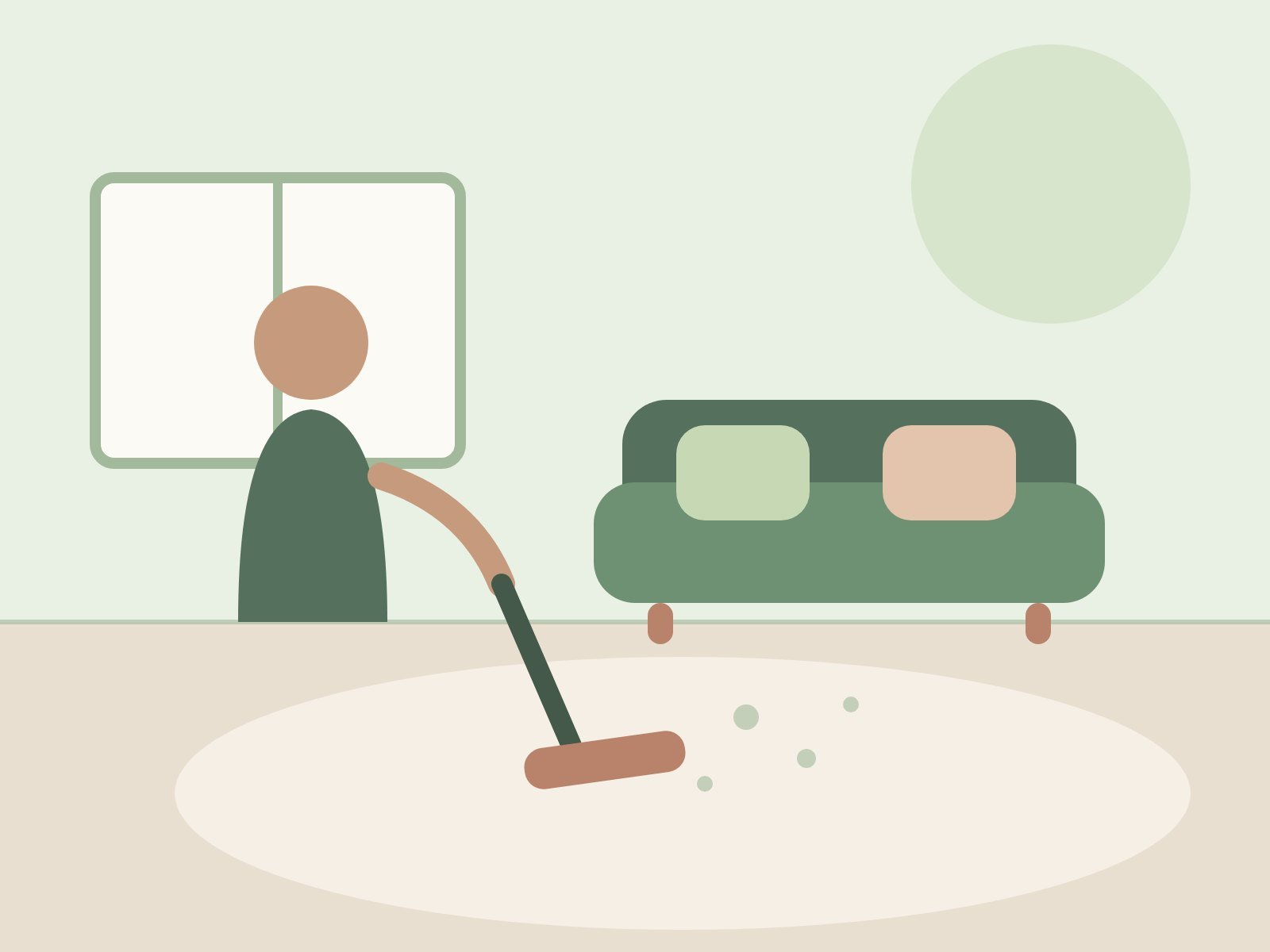 Professional cleaning crew vacuuming indoors